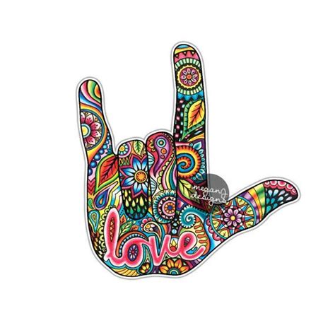 I Love You Sign Language Hand Sticker Decal Multicolor Car - Etsy ...