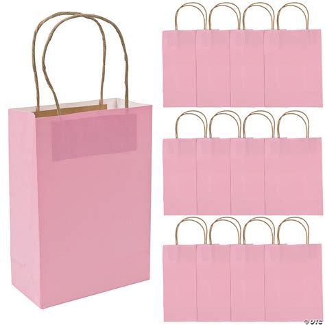 Medium Pink Kraft Paper Gift Bags | Oriental Trading