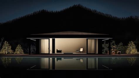 Premium AI Image | Modern swimming pool area at night