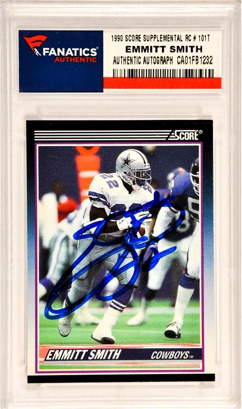 Emmitt Smith Dallas Cowboys Autographed 1990 Rare Score Supplemental ...