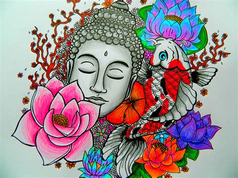 Tattoo Design (Buddha,Koi and Lotus Blossom) on Behance