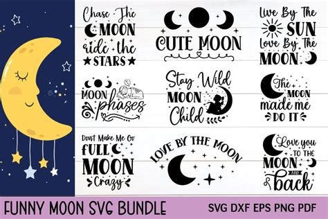 Moon Svg - Moon Silhouette - Moon Cut Files - Moon Svg Bundle - Moon Clipart - Moon Design Svg ...