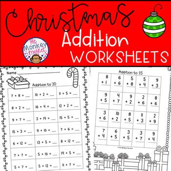 Christmas Addition Worksheets by The Monkey Market | TpT