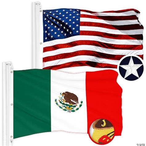 G128 5x8ft Combo USA & Mexico Embroidered 210D Polyester Flag ...