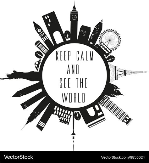 Travel globe in black and white with quote Vector Image