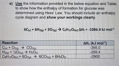 Solved e) Use the information provided in the below equation | Chegg.com