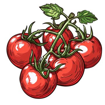 Cartoon Doodle Tomatoes On Vine, Tomato, Vine, Fresh PNG Transparent ...