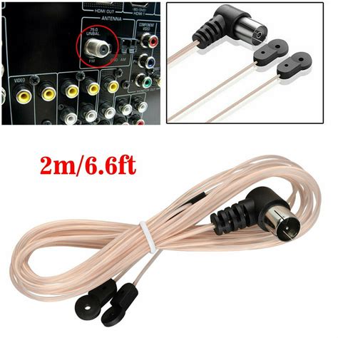 EEEkit Indoor FM Antenna 75 Ohm F Type Male Plug Connector Coax Coaxial Cable Wire for Table Top ...