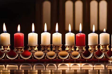 Premium AI Image | Candles on a church altar with a row of candles