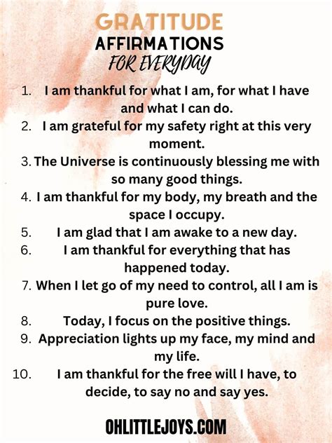 30 Gratitude Affirmations for Everyday - Oh Little Joys