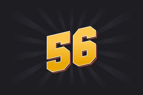 Number 56 vector font alphabet. Yellow 56 number with black background ...