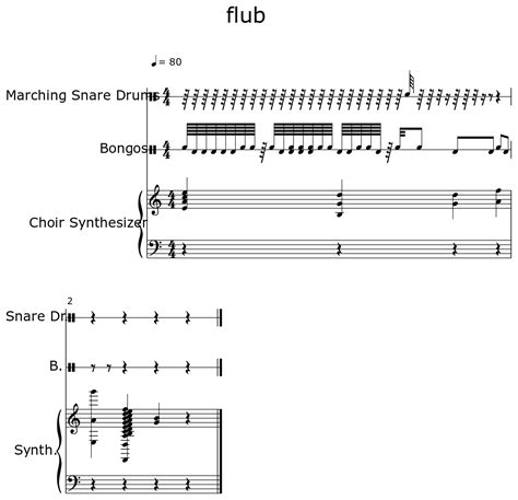 flub - Sheet music for Marching Bass Drums, Drum Set, Choir Synthesizer