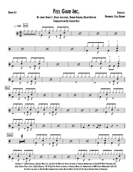 Feel Good Inc (arr. Gavyn Holt) by Gorillaz/De La Soul Sheet Music for Drums at Sheet Music Direct