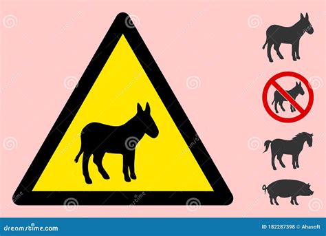 Attention Donkey Driving. On Red Triangle. Road Sign Att Vector Illustration | CartoonDealer.com ...