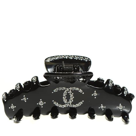 CHANEL Crystal CC Hair Clip Black 111391