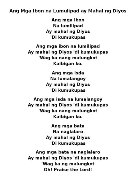 Ang Mga Ibon Na Lumulipad Ay Mahal Ng Diyos