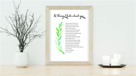 10 Things I Hate About You Poem Movie Series Poetry Lyrics - Etsy