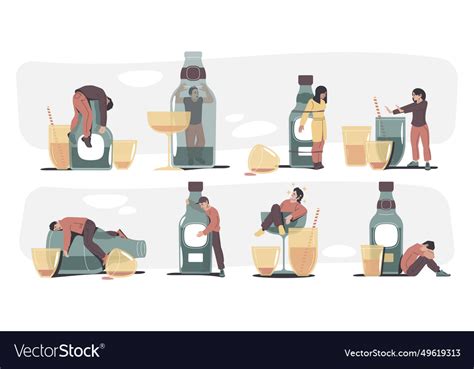 Alcohol addiction concept cartoon drunk people Vector Image