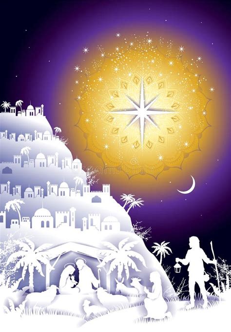 Nativity Scene in Bethlehem Stock Illustration - Illustration of ...