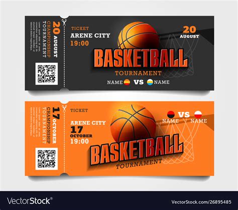 Basketball match entrance torn-off tickets Vector Image