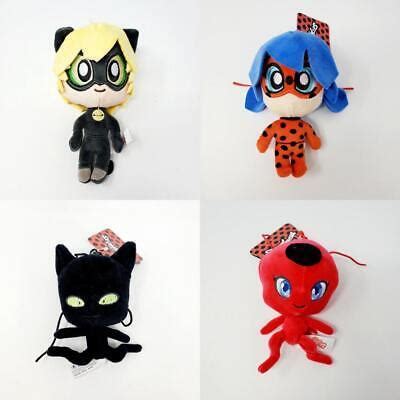 Zag Miraculous Tales of Ladybug + Cat Noir Mini Plush Clip Ons Complete Set of 4 | #4615669896