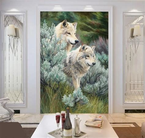 Custom 3D Photo wallpaper non woven 3d wolf wallpaper mural Living room ...