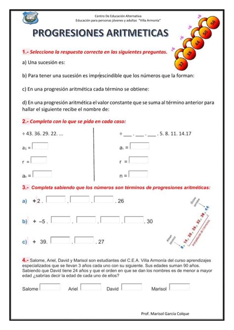 Ejercicios de Progresiones Aritméticas: Practica Aritmética y ...