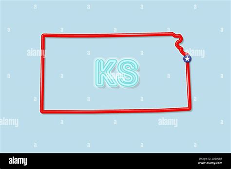 Kansas US state bold outline map. Vector illustration Stock Vector ...