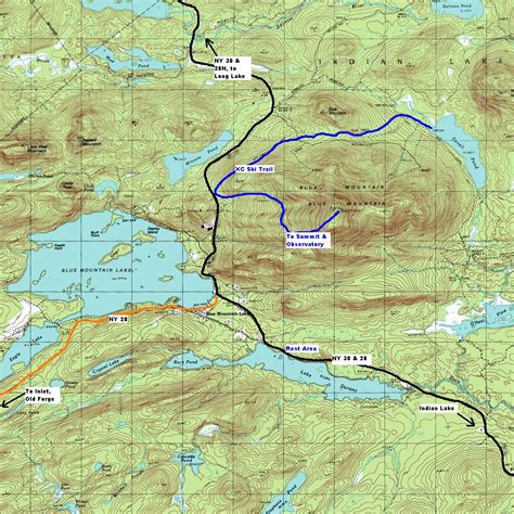 NY Route 30: The Adirondack Trail: Blue Mountain Lake Area Topographic Map