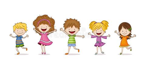 Four funny Cartoon Kids stock vector. Illustration of laugh - 69100860