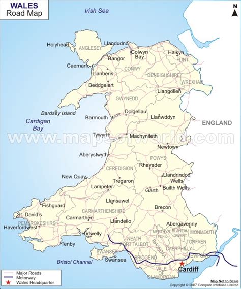 Wales Road Map | Road Map of Wales