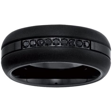 Ax Jewelry - Black Tungsten Carbide Treated Black Diamond Mens Wedding ...