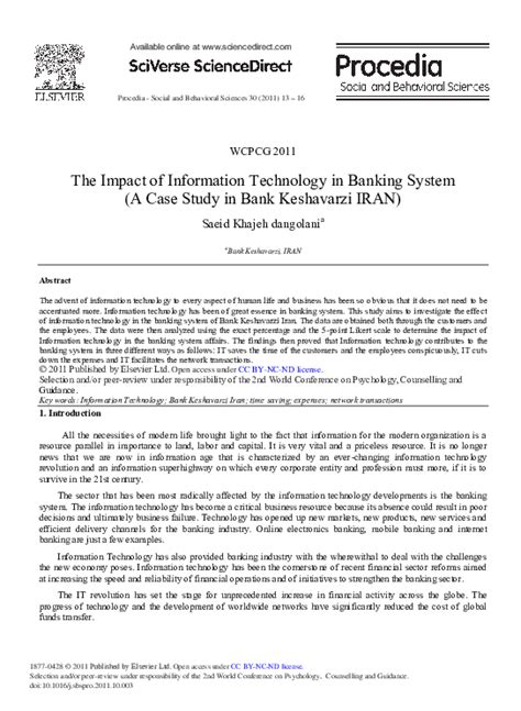 (PDF) The Impact of Information Technology in Banking System (A Case ...