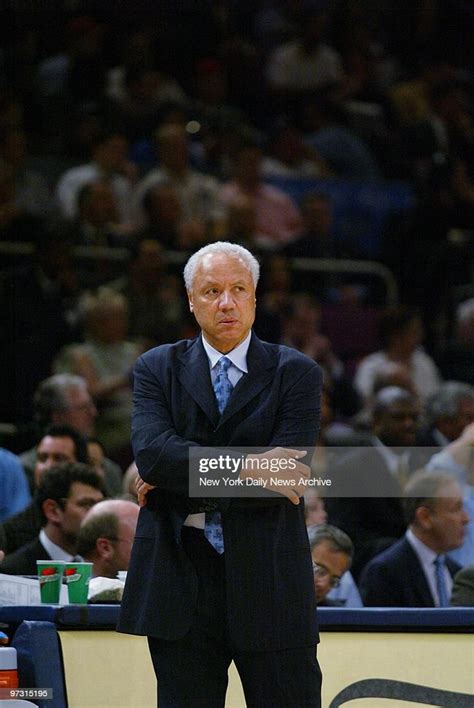 New York Knicks' coach Lenny Wilkens looks unhappy as his team takes ...