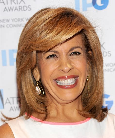 Hoda Kotb Medium Straight Light Copper Brunette Hairstyle with Side Swept Bangs