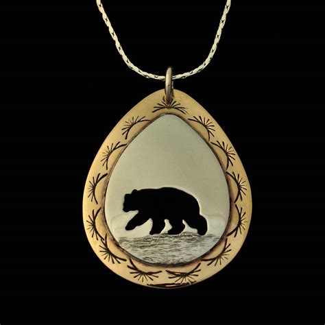 Bear Pendant Necklace Silver & Brass By Bear Paw Jewelry | Boundary ...