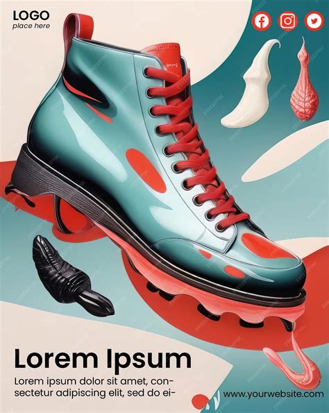 Premium PSD | Premium Poster template with Surrealism Shoe illustration