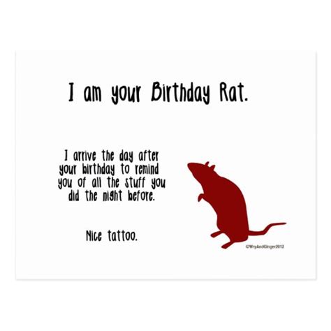 Funny Rat Birthday Card Postcard | Zazzle