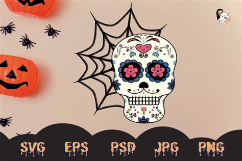 Sugar skull illustration | Colourful Halloween clipart