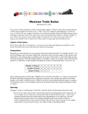 Mexican Train Rules Pdf - Fill Online, Printable, Fillable, Blank | pdfFiller