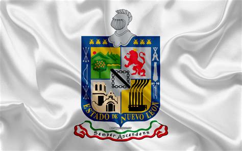 Download wallpapers Flag of Nuevo Leon, 4k silk flag, Mexican state, Nuevo Leon coat of arms ...