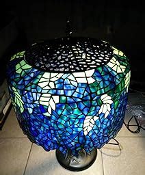 Blue Wisteria Tiffany Style Table Lamp with Tree Trunk Base - - Amazon.com