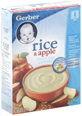 Gerber Cereal For Baby and Toddler, Rice with Apples Cereal for Baby and Toddler - 8 oz ...