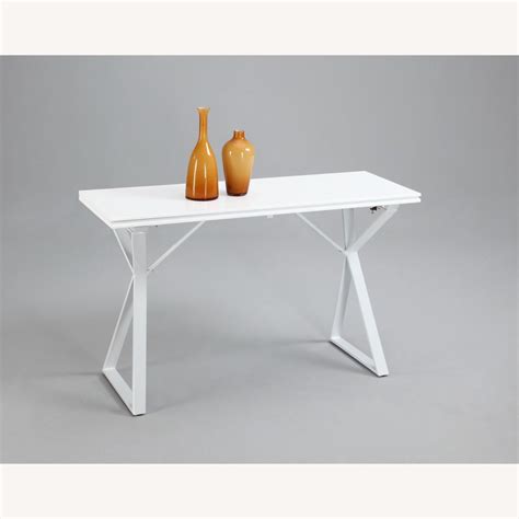 Wayfair Gloss White Flip Top Console to Dining Table - AptDeco