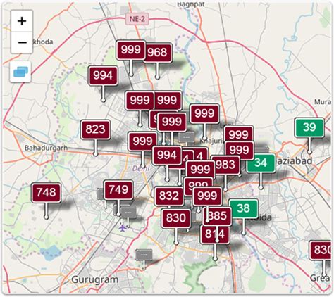 AQI of New Delhi, India, at 11 am on 3/11/2019 (Courtesy UK Real Time ...