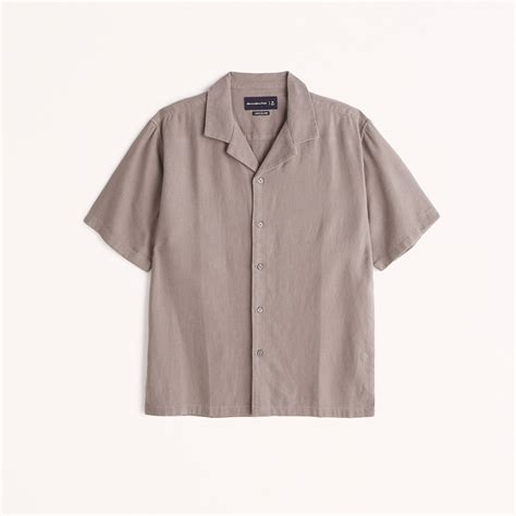 Abercrombie & Fitch Camp Collar Summer Linen-Blend Striped Shirt ...