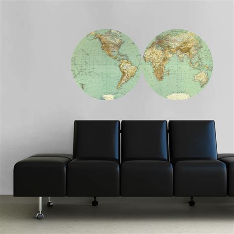 Retro Vintage World Map Sticker | Moonwallstickers.com