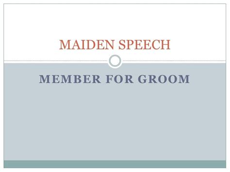 Maiden speech