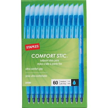 Staples Comfort Stic™ Grip Ballpoint Pens, Medium Point, Blue, 60/Pack (24180/12456) | Staples®
