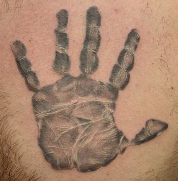 Looking For Unique Realistic Tattoos Handprint Tattoo | Hand print tattoos, Hand tattoos for ...